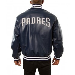 San Diego Padres Varsity Navy Blue Leather Jacket